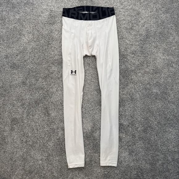 Under Armour Compression Pants Mens Medium White HeatGear Tall Pocket Athletic - Picture 1 of 9